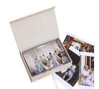 lemgyiamz Caja Fotos, Fotos Caja de Almacenamiento 10x15 cm, Caja de Fotos de Lino Adecuada para Guardar Tarjetas de Felicitación, Fotografías, Postales y Recuerdos, Beige