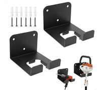 lemgyiamz Soporte para Herramientas de Jardinería, Organizador de Pared con Ganchos, Porta Herramientas para Motosierras de Poda y Podadora Eléctrica, de Acero para Palas Escobas, Negro 2 Unidades
