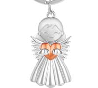 Lemicin Llavero de ángel de la guarda, amuleto de la suerte, llavero de ángel con corazón, ángel de la guarda de metal, regalo para coche novia