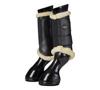 LeMieux Botas de caballo de cepillado de malla con borde de forro polar, equipo de protección y equipo de entrenamiento, botas equinas, envolturas y accesorios (negro natural/mediano)