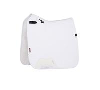 LeMieux Essence Dressage Square - Parte superior de carcasa suave y forro de refrigeración automática - Alto brillo - Blanco - Pequeño/Mediano