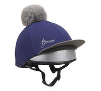 Lemieux Gorro de equitación con pompón de Seda en Color Azul Tinta con Tela elástica en 4 direcciones Que combina con Capas Base y Almohadillas para sillín, Talla única