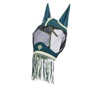 LeMieux Máscara antimoscas con flecos, orejas de micromalla, malla negra, abertura en el antebrazo, selva, talla XL