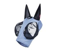 LeMieux Máscara de media mosca para alivio de insectos, diseño de tirar, dardos de ojo de insecto, orejas de malla transpirable, azul polvo, talla XS