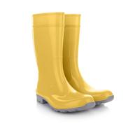 LEMIGO Botas de Goma para Mujer Botas de Lluvia Altas Impermeables Zapatos de Jardín 967 Ilse (Amarillo Gris, Sistema tallas calzado EU, Adulto, Números, mediano, 36)