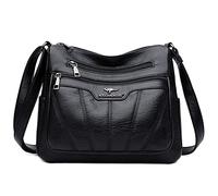 LEMITA Bolso De Hombro Casual Bolso Diagonal De Cuero Suave Bolso De Mujer De Mediana Capacidad De Gran Capacidad Bolso De Mamá Tote, Negro