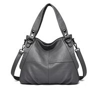 LEMITA Bolso De Mujer De Cuero Genuino Bolso Madre De Mediana Edad Y Anciana Gran Capacidad Un Bolso Cruzado De Hombro Bolso De Piel De Oveja Bolso De Cuero Suave, Gris Claro