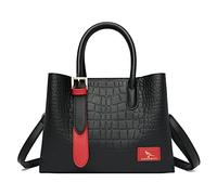 LEMITA Bolso Simple De Gran Capacidad Bolso Simple De Un Hombro Crossbody Bolso De Mujer, Negro Con Rojo
