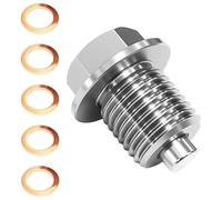 LEMLIN Tornillo de drenaje de aceite magnético M14 x 1,5, tornillo de drenaje de aceite con anillo de sellado, junta magnética, tuerca de drenaje del cárter de aceite, cárter de aceite de acero