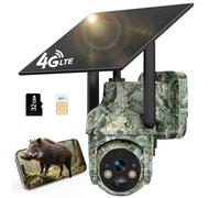 LEMNOI 4G Cámara Vigilancia Exterior Solar, Tarjeta SIM Incorporada, Sin WiFi, Cámara Fototrampeo 4G con 2K Visión Nocturna, Detección de Movimiento, PTZ 360°, Audio Bidireccional, IP66 Impermeable