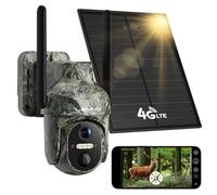 LEMNOI 4G LTE Cámara Caza Solar con Tarjeta SIM Preinstalado, 4G Cámara Vigilancia Exterior con Detección con Visión Nocturna en Color Starlight, PTZ 360°, Audio Bidireccional, IP66 Impermeable