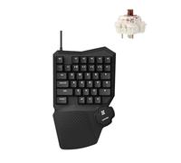LEMOKEY X0 - Teclado para juegos con una sola mano, teclado QMK con cable retroiluminado rojo con 35 teclas, reposamanos de silicona, teclas de doble disparo brillantes con interruptor mecánico marrón