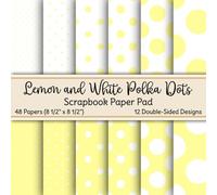Lemon and White Polka Dots Scrapbook Paper Pad: 48 Pages of Non-Perforated, Double-Sided, Decorative, 8.5" x 8.5" Paper for Scrapbooking, Collage, ... Art, Decorating, and Other Craft Projects