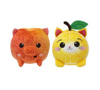 Lemon Cat & Peach Pig Soft Cuddly Plush toys, estos paquetes dobles de animales escalonados son de 10 cm de alto, por FOODIBLES.