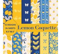 Lemon Coquette Scrapbook Paper Craft Pad: 12 Vibrant Designs, 24 Double-Side Sheets Printed on 8.5"x8.5" Sized Paper with premium Color. Perfect for ... Supplies, Decoupage, Gift Wrapping and More!