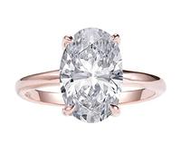 LEMON GRASS Anillo de compromiso solitario ovalado de 3,5 quilates, banda fina en plata de ley 925, talla 4-9, Oro amarillo de 14 quilates, platino, plata de ley, oro rosa, cuero, Circonita cúbica