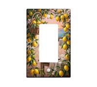 Lemon Kitchen - Cubierta para interruptor de luz basculante individual, diseño de cesta rústica mediterránea, flores, verano, amarillo, plástico, tamaño estándar, placa decorativa para el hogar, sala