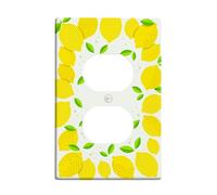 Lemon Kitchen - Placa de pared dúplex con diseño de hojas frescas de verano, gotas de agua, plástico amarillo de verano, placas de pared de tamaño estándar para enchufes eléctricos para sala de estar