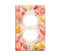 Lemon Kitchen - Placa de pared dúplex de verano, vibrante fresa, arándanos, verano, melocotón, plástico, tamaño estándar, doble toma de corriente, para decoración del hogar, sala de estar, nuevo