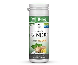 LEMON PHARMA GINJER® Chicle de Jengibre con Menta - Sin Azúcar, Aspartamo ni Gluten - Endulzado con Xilitol y Stevia - Vegano - 30 g, Aprox. 20 Unidades