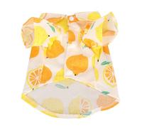 Lemon Print Dog Summer Shirts | Breathable Cotton Hawaiian Shirt for Small to Medium Dogs & Cats | Snap Closure & Turn Down Collar Design (L)