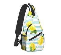 Lemon Stripe Crossbody Bag Casual Sling Shoulder Mochila para Hombres Mujeres Unisex Pequeña Mochila de Senderismo Durable Senderismo Daypack