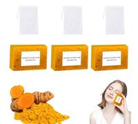 Lemon Turmeric Kojic Soap, Honey Glow Lemon Kojic Bar, Turmerics Soap Bar, for Face and Body for All Skin Types, Deep Cleaning, Moisturizing (3PCS)