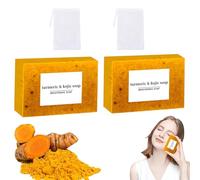 Lemon Turmeric Kojic Soap, Honey Glow Lemon Kojic Bar, Turmerics Soap Bar, for Face and Body for All Skin Types, Deep Cleaning, Moisturizing (2PCS)