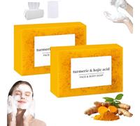 Lemon Turmeric Soap, Brightening Lemon & Kojic Acid Soap, Turmeric Kojic Acid, Beauty Kojic Acid Bar For Facial And Body (2pcs)