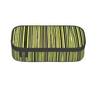 Lemon Zest - Estuche para lápices con estampado de rayas amarillas, tamaño mediano, con doble cremallera para el trabajo, bonito, Patrón de rayas amarillas con ralladura de limón, Talla única