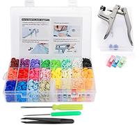Lemonfilter Juego de 400 cierres a presión, alicates a presión + 20 colores T5 botones a presión de plástico, herramientas con 2 cajas de almacenamiento, juego de broches para costura, ropa y