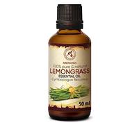 Lemongrass Aceite Esencial 50ml - Cymbopogon Flexuosus - India - 100% Puro y Natural - Mejor para Aromaterapia - Baño - Fragancia para Hogar - Lemongrass Essential Oil