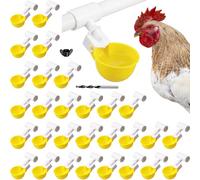 LemonRoad Juego de 30 vasos automáticos para bebederos de pollo con cuenco de PVC de 1,27 cm, abridor de agujeros de montaje para aves de corral, dispensador de agua para pato, ganso, paloma (amarillo