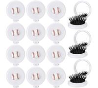 LemonRoad Paquete de 12 cepillos de pelo plegables de sóftbol, mini peine de espejo, peine de masaje compacto de tamaño pequeño, cepillo de pelo redondo portátil plegable de bolsillo, regalo de equipo