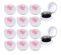 LemonRoad Paquete de 12 cepillos plegables de viaje para el pelo, mini peine de espejo, cepillo de pelo redondo portátil plegable de bolsillo, peine de masaje compacto de tamaño pequeño, lazo de