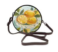 Lemons In A Bowl - Bolso cruzado redondo de cuero para mujer de mediados de siglo
