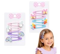 LEMONSTONE 8 horquillas para el pelo para niña, diseño de unicornio con purpurina, diseño de mariposas, flores de arcoíris, clips para el pelo para niños, regalos para niñas