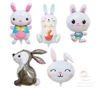 LEMONSTONE Globos de conejo para fiesta de Pascua, 5 unidades de animales del bosque, decoración de cumpleaños, globos de aluminio para algunos conejos, se convierte en un tema de conejo de Pascua y
