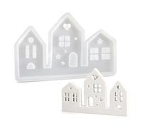 LEMONSTONE Moldes de silicona para fundir casa, 3 casas, molde de silicona para portavelas decoración, moldes de silicona para yeso, cera, hormigón y resina epoxi, moldes de yeso de silicona DIY