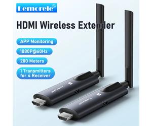 Lemorele 5G 200M transmisor y receptor HDMI inalámbrico reunión transmisor Bluetooth Audio para ordenador portátil TV proyector Monitor vino TX and 2 RX