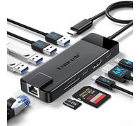 Lemorele - Adaptador multipuerto USB C 10 en 1, Gigabit Ethernet, HDMI 4K, suministro de energía de 100 W, puerto USB 3.0 de 5 Gbps, adaptador de lector de tarjetas SD/TF, compatible con Windows/Mac