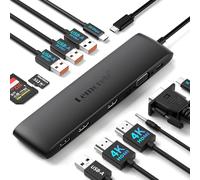 Lemorele Docking Station para Triple Display, 10Gbps Hub USB-C 12 en 1 con Doble HDMI 4K, VGA, 3 USB 3.2, USB-C 3.2, USB 2.0, PD 100W, SD/TF, AUX de 3,5 mm para MacBook/HP/DELL