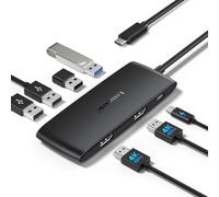 Lemorele Docking Station USB-C 7 en 1, 2 HDMI 4K@60Hz, 4 USB-A, PD 100W | Doble monitor Plug & Play; Windows admite escritorio extendido y macOS no admite MST independiente, para oficina