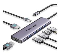 Lemorele Docking Station USB C Dual HDMI - 7 EN 1, Hub USB C de Aluminio con 2 HDMI 4K30Hz, USB 3.0/2.0, PD 100 W, Estación de Acoplamiento para MacBook, Windows, Switch y Chromecast
