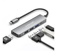 Lemorele Docking Station USB C, Hub USB-C 5 en 1 a HDMI 4K, USB 3.0&2.0, 100 W PD, Adaptador Multipuerto para MacBook/HP/DELL/Lenovo/Acer y más