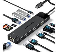 Lemorele Docking Station USB C Triple Display -13 en 1, Hub USB C con Dual HDMI 4K, VGA, Ethernet, Audio, 4 USB 3.0/2.0, USB-C 3.0, PD 100W, SD/TF, Dock Station a MacBook/Windows