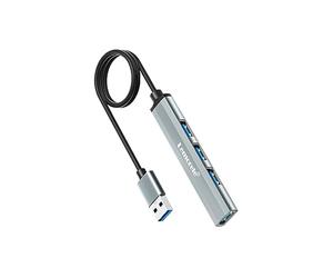 Lemorele - Estación de Acoplamiento con 4 Puertos USB, Concentrador de Datos Ultra Delgado con 3 USB 2.0, Divisor Portátil 3.0 para Laptop