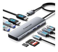 Lemorele Estación de acoplamiento de aluminio dual HDMI, concentrador USB C 10 en 1 a 2 HDMI 4K, 4 USB 3.0/2.0, carga rápida PD de 100 W, adaptador multipuerto de doble pantalla SD/TF para Macbook