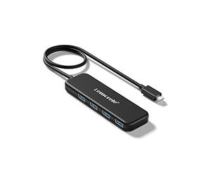 Lemorele Hub USB 3.0 - USB Hub con 4 Puertos USB 3.0, Concentrador Adaptador USB Hub Ultrafino de Alta Velocidad-5Gbps para PC, Portátil, MacBook, iPad, Android, PS4, Xbox, y más (Cable-38.3cm)
