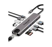 Lemorele Hub USB-C 10 en 1, HDMI 4K@60Hz, Gigabit Ethernet, PD 100W, SD/TF | 2 USB-A 3.0 + 2 USB-A 2.0 y USB-C datos; cuerpo de aluminio para portátil USB-C, red, almacenamiento y periféricos